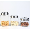 Large Square Glass Storage Jars for Home/Food Shop Storage& Organization with Metal Lids, FDA